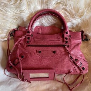 Balenciaga Agneau Classic Hardware First Bag Peony Pink